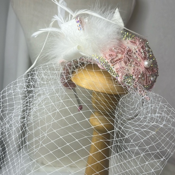 FASCINATOR BIRDCAGE VEIL “MARIE ANTOINETTE” #1036 CUSTOM MADE main image 4